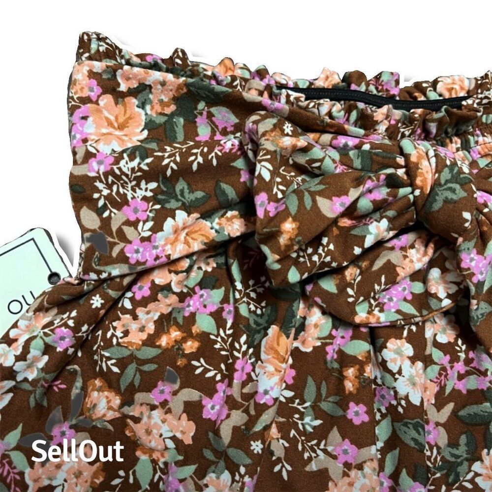 No Comment Women's Floral Tie Waist Shorts Size S Multicolor Summer - Picture 5 of 6